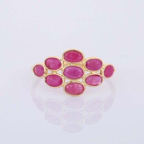 Natural Ruby Ring With 14 K Yellow Gold And Bezel Setting July Birth Stone Ring - Picture 2 of 4