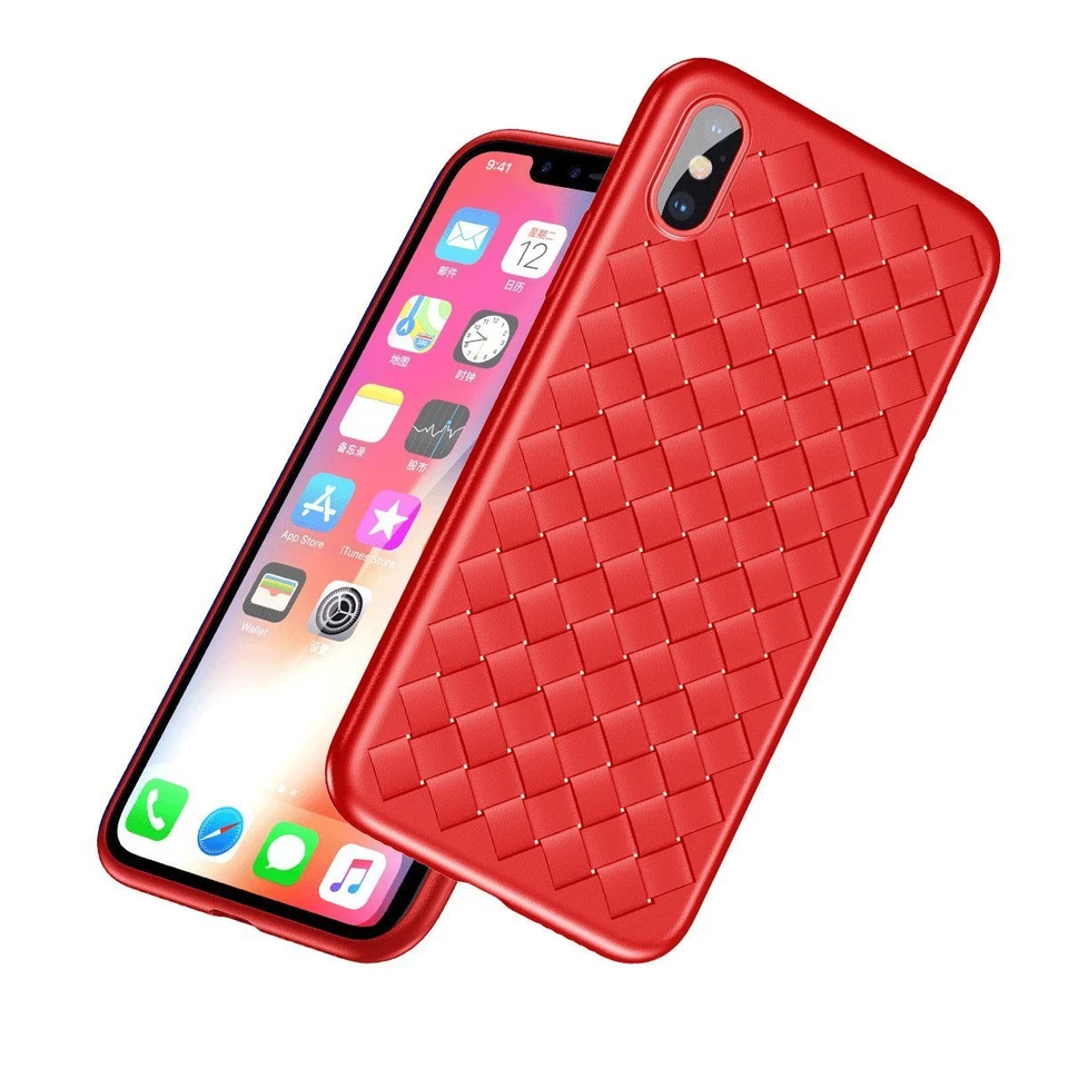 Funda tejida para iPhone X/8 7 de lujo ultra delgada rejilla cubierta protectora suave Foto 4 de 4