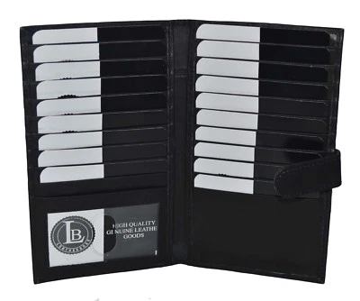 Leatherboss Crédit Carte Support Grand Portefeuille Avec Snap Fermeture, Noir - Photo 1/4