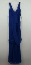 White By Vera Wang Blue Halter Top Gown Size 6 Chiffon Bridal Party Dress 
