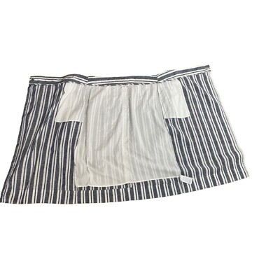 GAP WOMEN'S BLUE AND WHITE STRIPE LINEN BELTED MIDI WRAP SKIRT SZ S