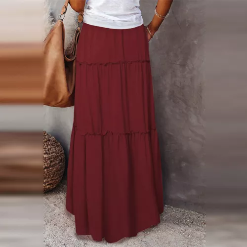 Ladies Boho Maxi Skirt Womens Tiered Panel Party Fashion Long Skirts w/Pockets - Picture 14 of 29