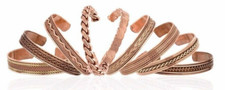 Set of 9 Tibetan Copper Bracelets Magnetic India Pattern Women's Men's Assorted