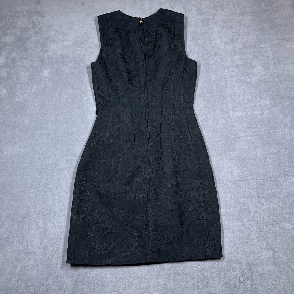 Vestido Theory Mujer 4 Negro Reloj de Arena Barroco Jacquard Mini Sin Mangas Texturizado Foto 3 de 4