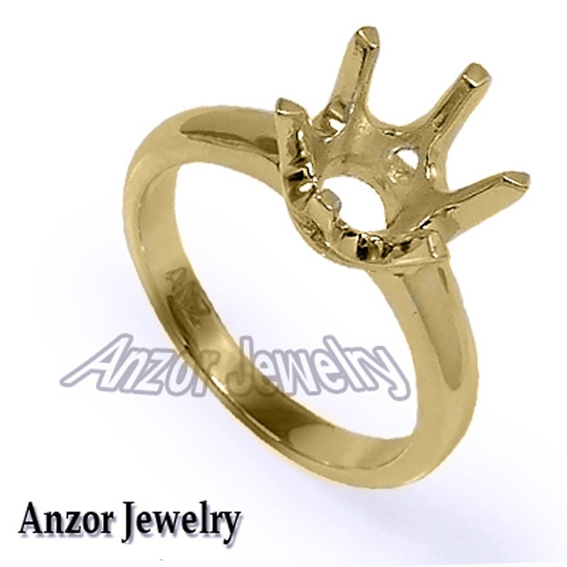 Six-Prong Ring Mounting in 10k Solid Yellow Gold for 8 to 9 mm stone 4 -9 R2224