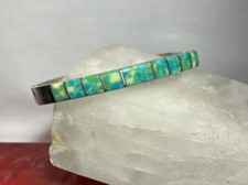 Faux Turquoise Inlay Silver Tone Bracelet