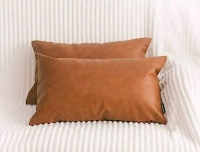 HOMFINER Faux Leather Throw Pillow Co...