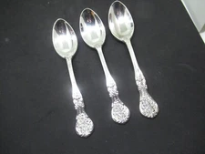 3-F.B. Rogers FRENCH ROSE Ornate Silverplate Flatware Teaspoons