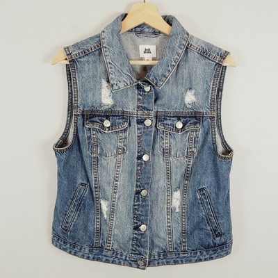 Womens Distressed Denim Vest Jacket 