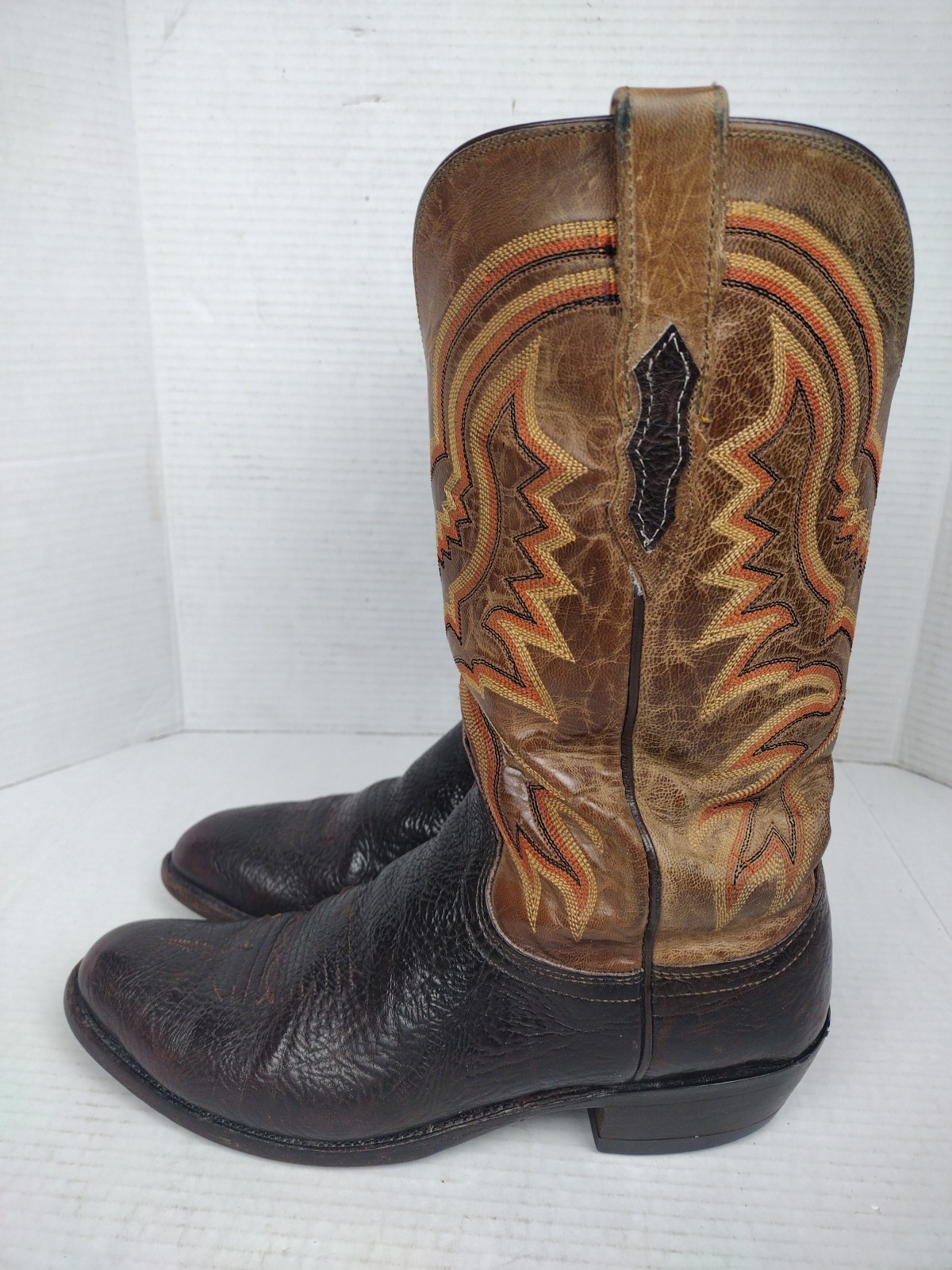 Lucchese Boots Caiman Mens 9 D Brown 1883 Vibrant Colored Embroidery image 5