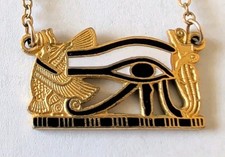1976 Museum Of Modern Art (MMA) Goldtone Egyptian Revival Eye Of Horus Necklace