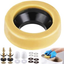 Toilet Wax Ring Replacement Kit with Brass Bolts for 3" or 4" Drains