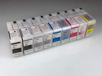 9x Genuine Epson T5801-T5809 Ink Cartridges with OEM Chips (Epson 3880, 3800)