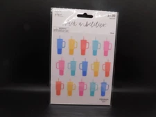 The paper studio stick a bilities Colorful Travel Cups stickers 30pc