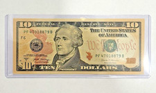 Billete de $10 sin circular nítido billete de moneda de Estados Unidos con cargador superior envío gratuito