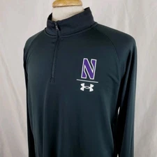 Under Armour UA Northwestern Wildcats 1/4 Zip Pullover Mens XL Lightweight Black