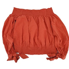 Melrose and Market Ladies M Vibrant Orange Off-Shoulder Smocked Top Pre-Owned