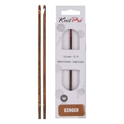 KnitPro Ginger Afghan/Tunisian Crochet Hook | US Size E (3.5mm) 3.5mm Brown
