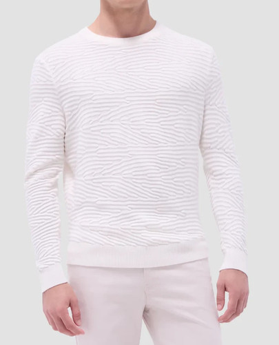 BUGATCHI GH703CN1 MEN'S Texture Stitch Crew Neck Sweater CHALK XL NEW NWT