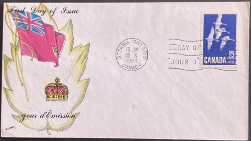 Canada 1963, Canadian National Symbols, Flag, Royalty, Wildlife, Geese, Ducks FD