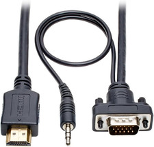 HDMI to VGA  Audio Adapter Converter Cable Active Low Profile HD15  3.5Mm M/M