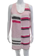 Lem Lem Womens Pink Striped Tank Dress Beach Sleeveless Round Neck Size S