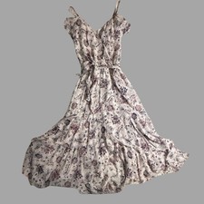 Boho Floral Maxi Dress Ruffle V-Neck Wrap Spaghetti Strap Belt No Tag