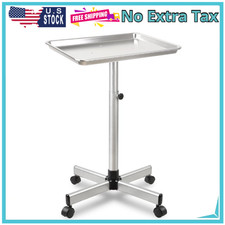 Salon Tray Cart,Aluminum Instrument Salon Tray on Wheels,Height Adjustble Sto...