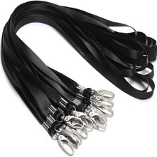 50 Pack Lanyards for Id Badges Holder Bulk Lanyard with Clip Swivel Hooks Black