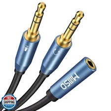 MillSO Headset Splitter, CTIA 3.5mm 2 Male to 1 Female Headphone Adapter with