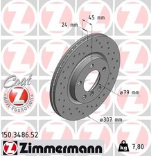 ZIMMERMANN 150.3486.52 Brake Disc for MINI