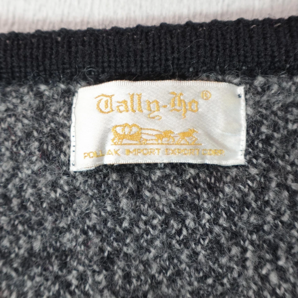 Tally-ho Cardigan Sweater Womens Medium Gray Fair Isle Nordic Grandma Outdoor - Image 2 of 4