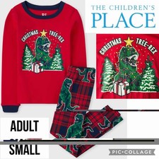 The Childrens Place Adult Pajama Set Christmas Tree-Rex Dinosaur Long Sleeve S
