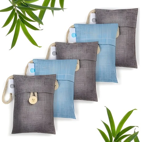 Bamboo Charcoal Air Purifying Bags 5-Pack Odor Eliminator Moisture Absorber New