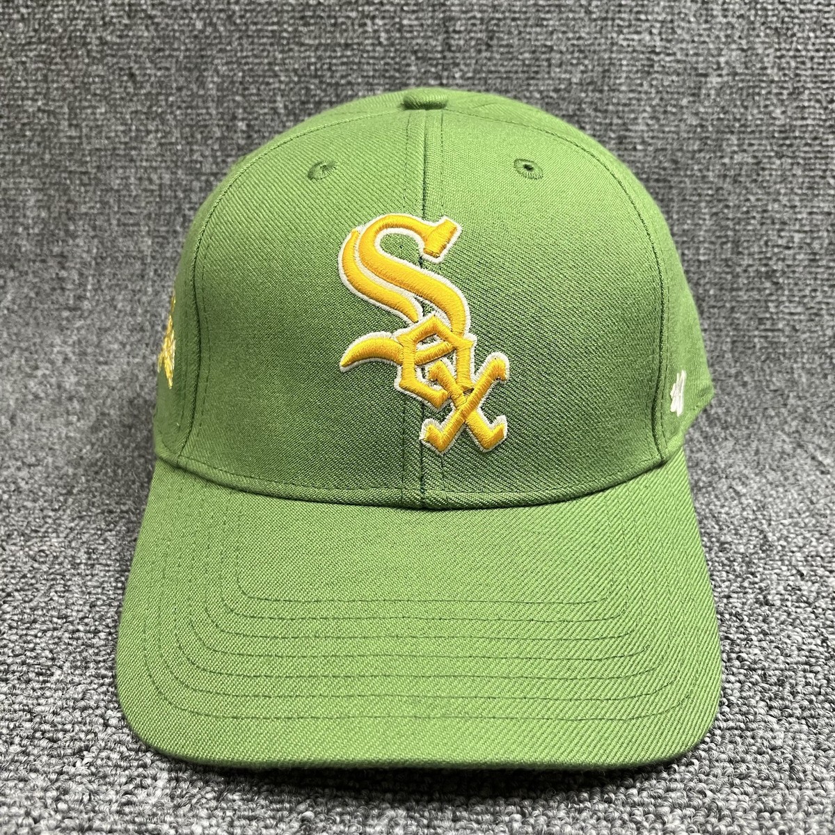 '47 Brand Chicago White Sox Sure Shot MVP Snapback Hat Green Yellow Side Patch