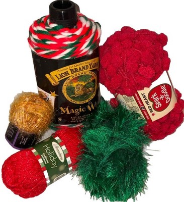 Yarn FIBER ART (5)-Skein-Lot Christmas Wrap-Hair Ties-Decor Discontinued