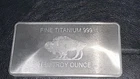 10 Troy Ounce .999 Fine Titanium Bullion Bar Buffalo Design