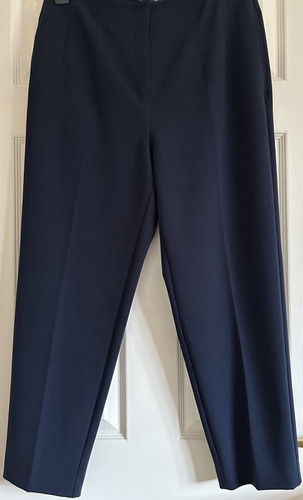 M&S Tapered Ankle Grazer Trousers Navy Blue Size 14 R - Picture 2 of 8