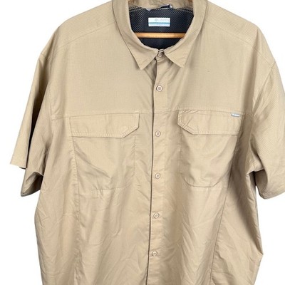 Columbia Mens Silver Ridge Short Sleeve Shirt Tan Khaki XXL AM1567 Omni-Shade