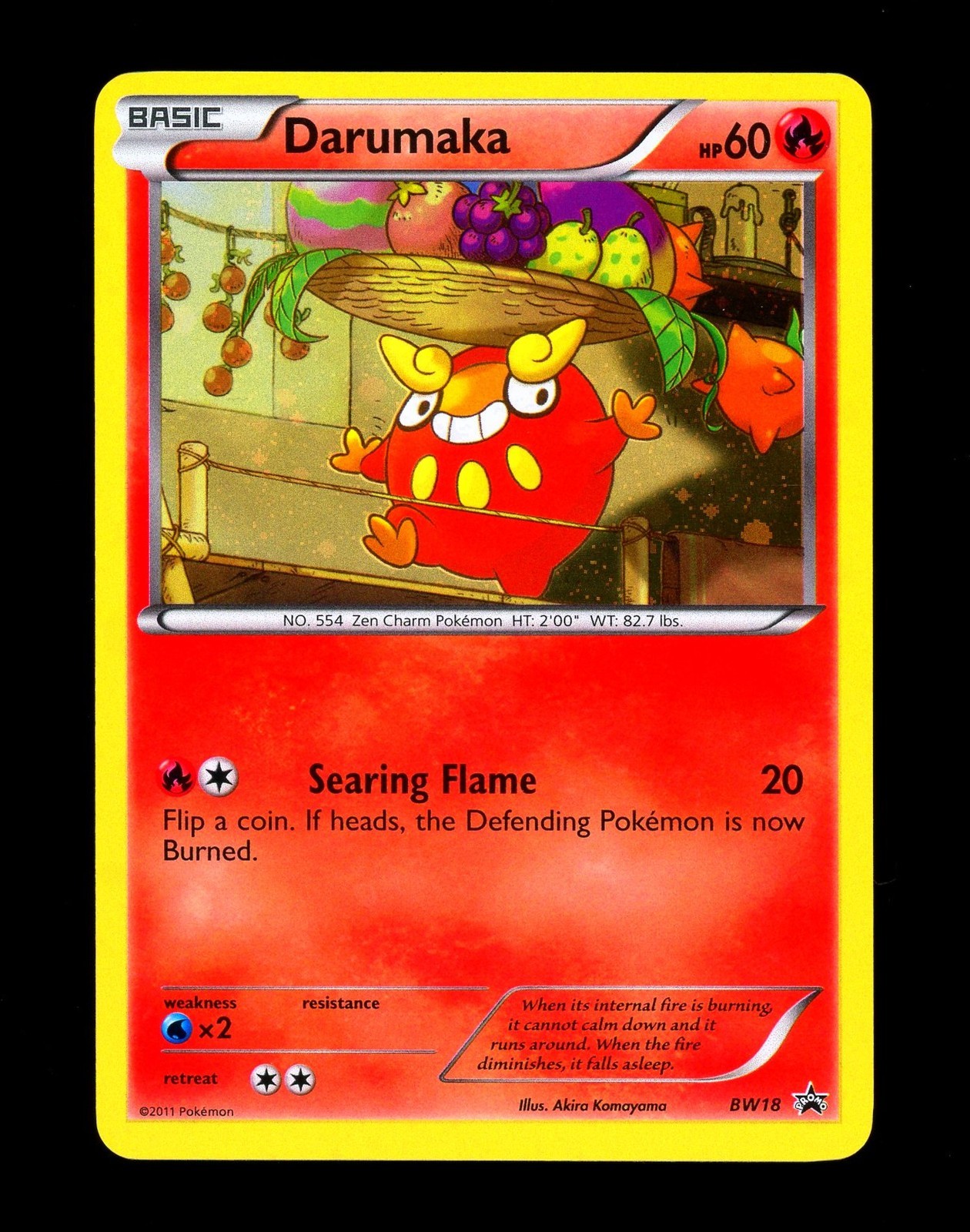 2011 Pokemon DARUMAKA Black Star Promo Set COSMOS HOLO Foil Card #BW18 SWIRL