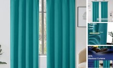 Sally Blackout Curtains for Bedroom Living Room 40"W x 72"L Pack of 2 Teal