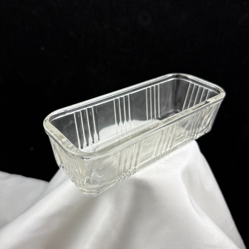 Federal Glass Clear Vtg Refrigerator Butter Dish Ribbed Lid Holds 1 Butter stick - Picture 2 of 5