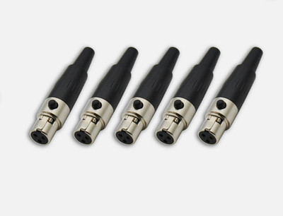 5 LOT 3-pin Female plug Mini XLR Audio Microphone connector mic Silver cable