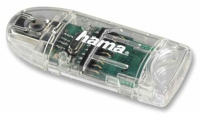 HAMA - 8-in-1 USB 2.0 SD/MicroSD Memory Card Reader, Transparent