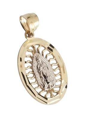 14k massiv Gold Unsere Liebe Frau von Guadalupe Anhänger - 14k 2 Ton Jungfrau Maria Anhänger