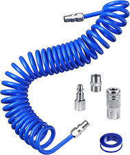 Air Compressor Hose 25FT   Repairable PU Recoil, 1/4" NPT Fittings Air Tool Hose