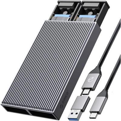 Dual-Bay M.2 NVMe SSD Gehäuse Aluminium USB C Adapter für 2 x M Key SSDs extern