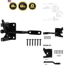 Self Locking Gate Latch Automatic Gravity Lever Fence Door Lock Rustproof Black