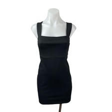 Blue Blush Black Sleeveless Square Neck Cami Tank Mini Bodycon Dress Size M