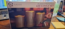 3-piece Flameless Led Candle Set Gold With Remote Control